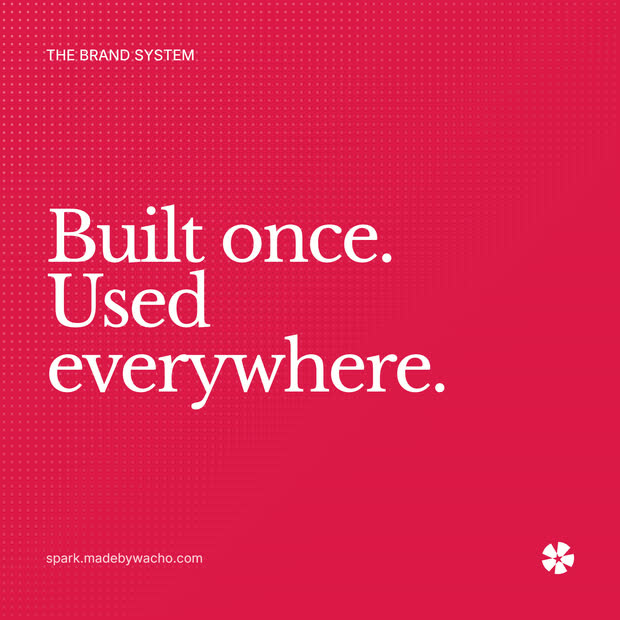 Spark design system asset: crimson editorial post reading Built once. Used everywhere.